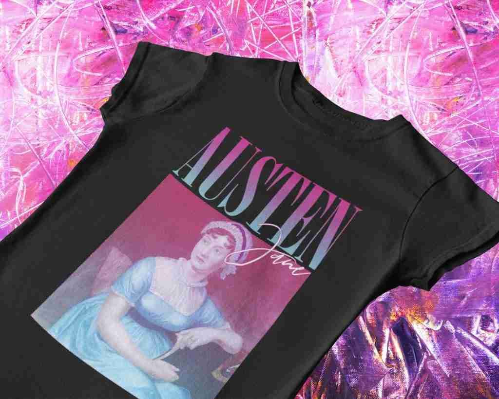 black 90s band style Jane Austen tshirt