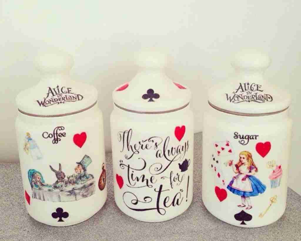 Alice iN Wonderland Tea, Coffee and Sugar jars